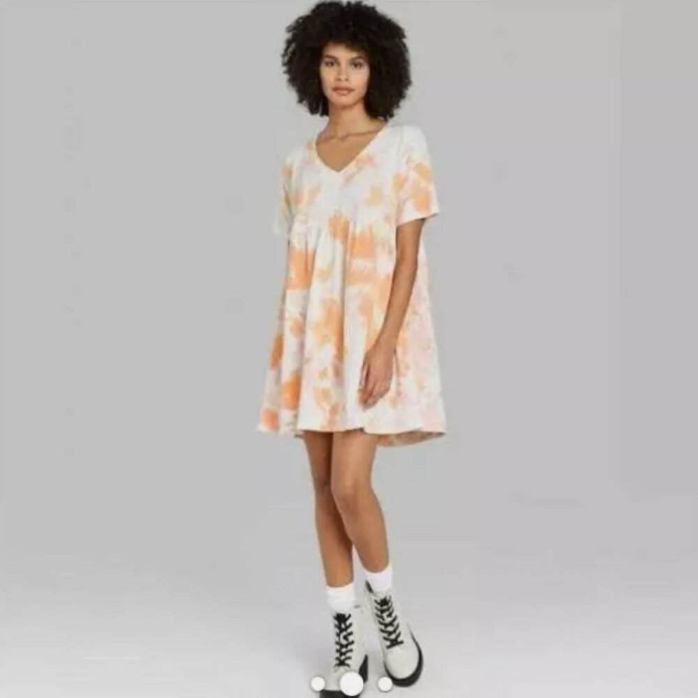 Wild Fable Orange Tie Dye Babydoll Sweatshirt Dress M